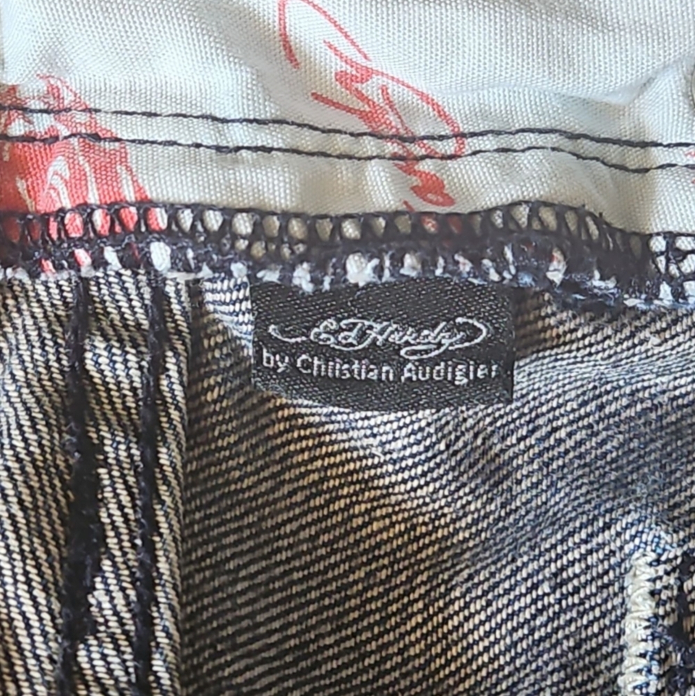 Ed Hardy by Christian Audigier Y2K button fly jeans, embroidery Men 34/32 - Picture 6 of 8